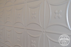 Pressed Tin Panels Carnivale Feature Wall Platypus Kinetic Pearl  Powder Coat and Harris Ceiling Close