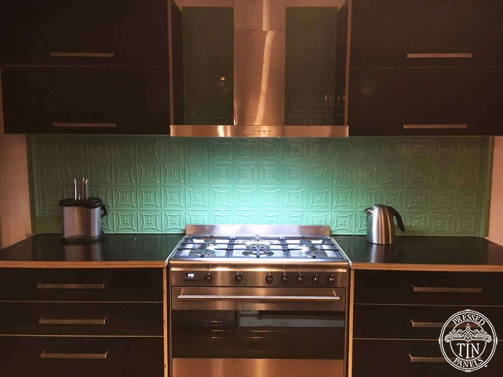 Carnivale Kitchen Splashback Serpentine Green  Low Light