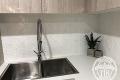 Pressed Tin Panels Clover Kitchen Splashback Bright White Sink