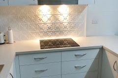 Pressed Tin Panels Clover Kitchen Splashback Bright White Stove Top