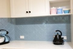 Kitchen Splashback in Clover pattern - Misty Blue
