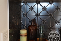 Pressed Tin Panels Clover Kitchen Splashback Steel Pearl corner