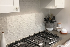 Pressed Tin Panels Original Kitchen Splashback Shoji White Powder Coat Stove Top Close