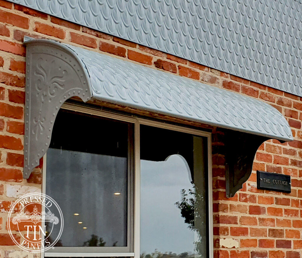 Installed example of Pressed Metal Window Awning