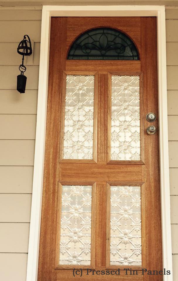Pressed Tin Panels Original pattern installed in front door inserts