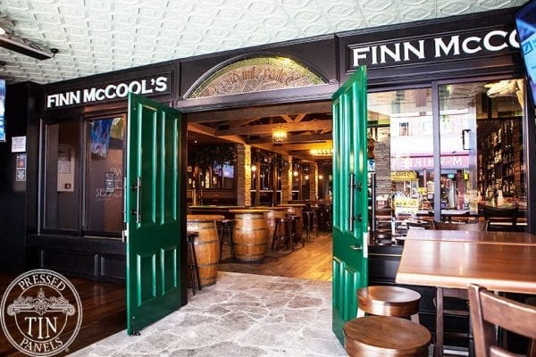 Pressed Tin Panels Harris pattern installed on the ceiling at Finn McCools Irish Pub in Brisbane